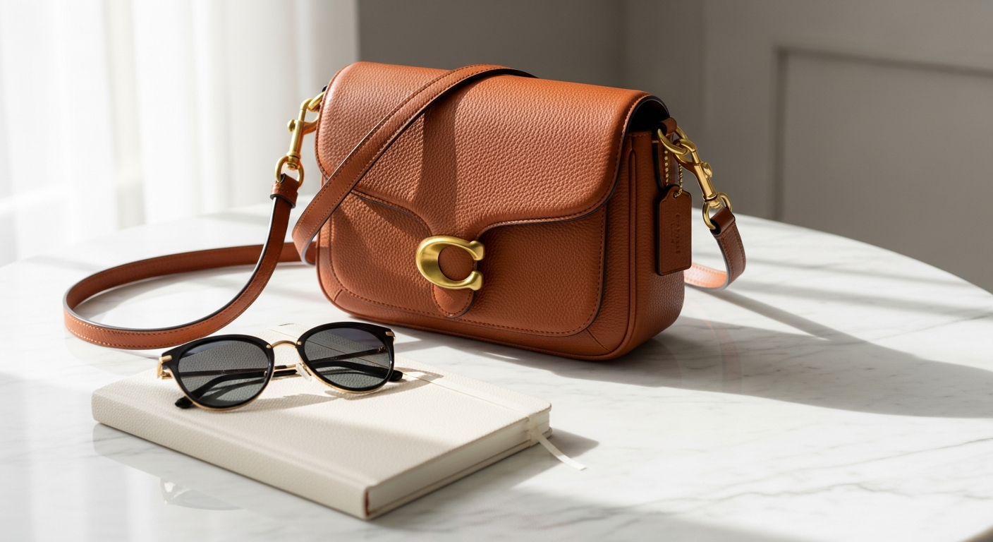Coach Tabby Shoulder Bag in pebble leather with signature C hardware displayed