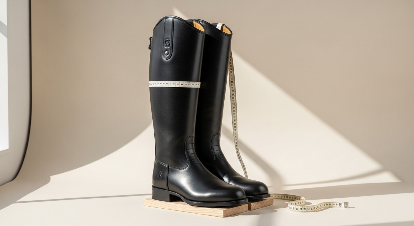 GS Equestrian Adult Tall Riding Boots in black leather with lace-front detail