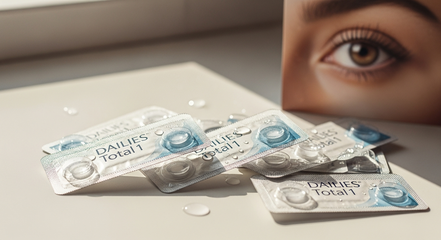 DAILIES Total 1 daily disposable contact lenses in packaging with water droplets