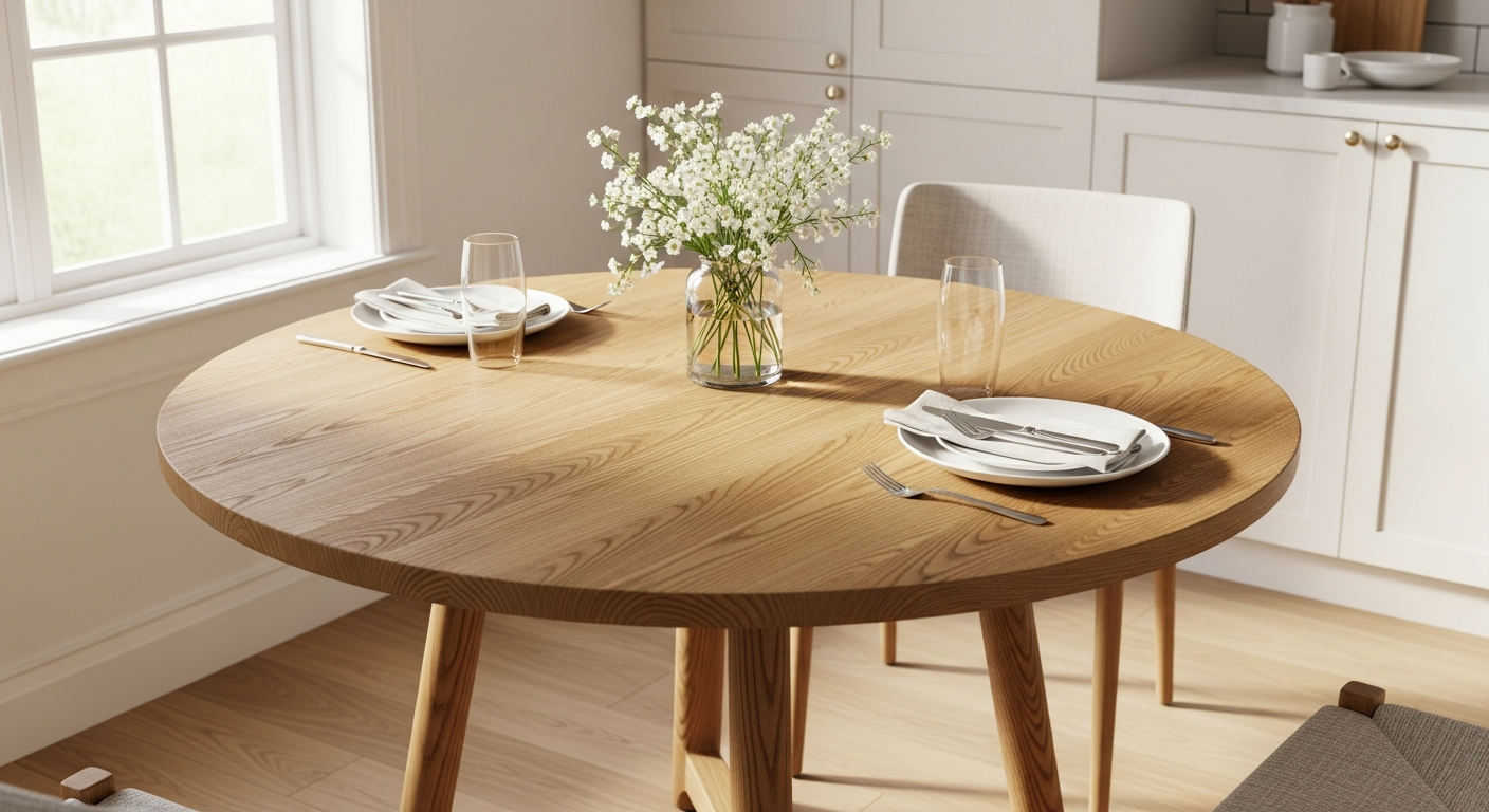 Modern solid wood 48-inch kitchen table in minimalist design for small spaces