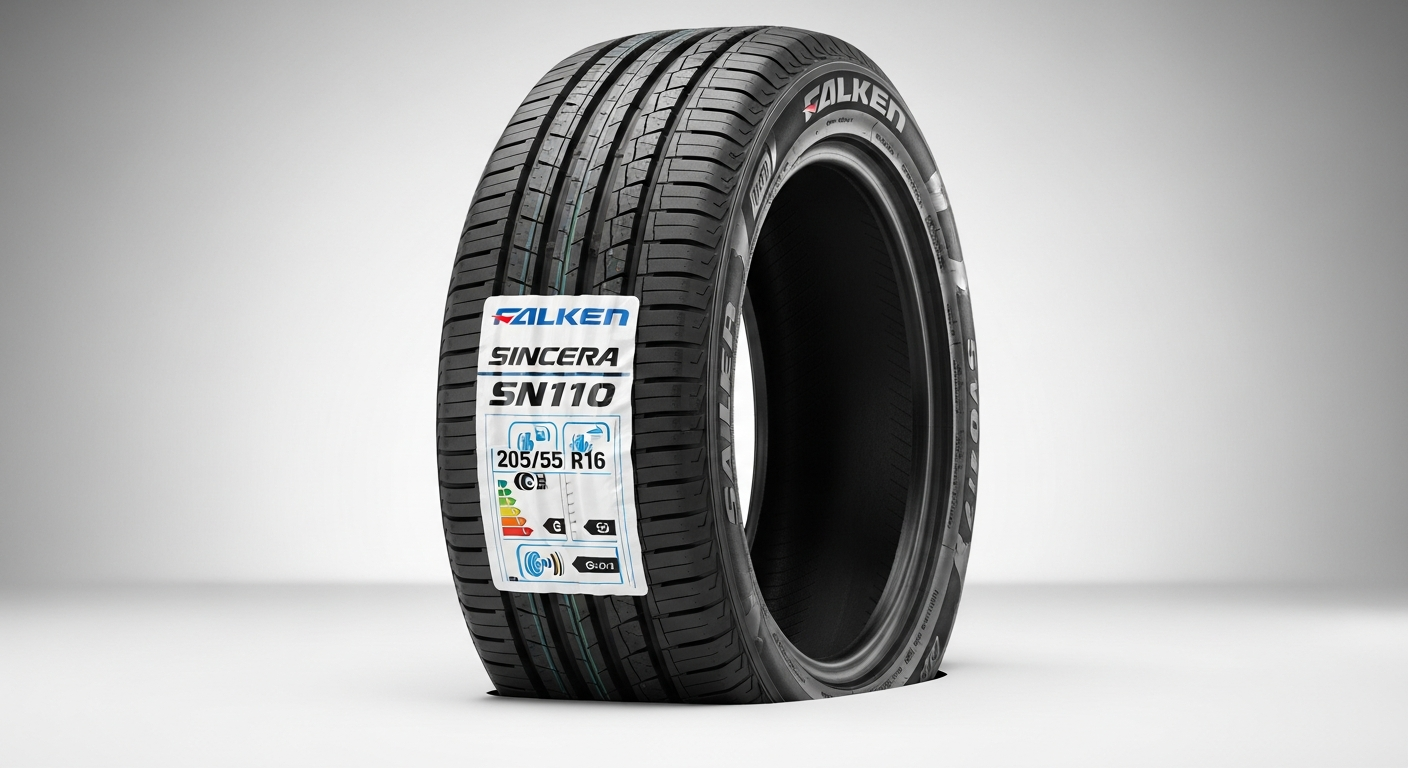 Falken SINCERA SN110 205/55 R16 Ecorun summer tire close-up showing tread pattern