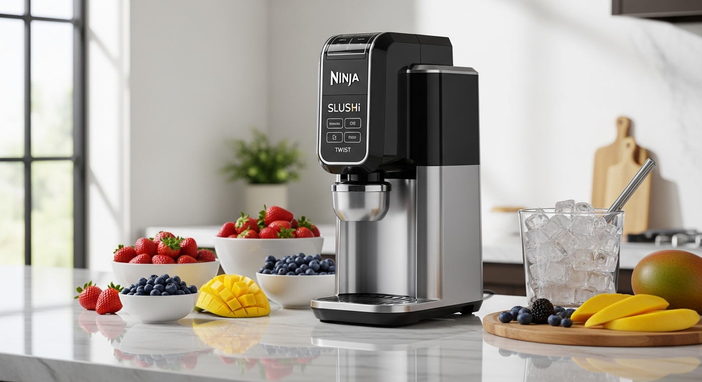 Ninja SLUSHi Twist slushie machine with frozen drink dispensing from tap