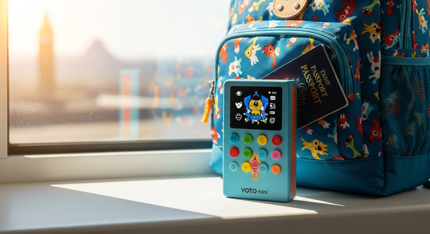 Yoto Mini Player compact screen-free audio device for kids on travel adventures
