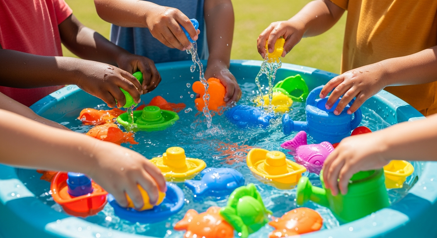 Step2 Rain Showers Splash Pond Water Table with rain shower effect and multi-level play stations