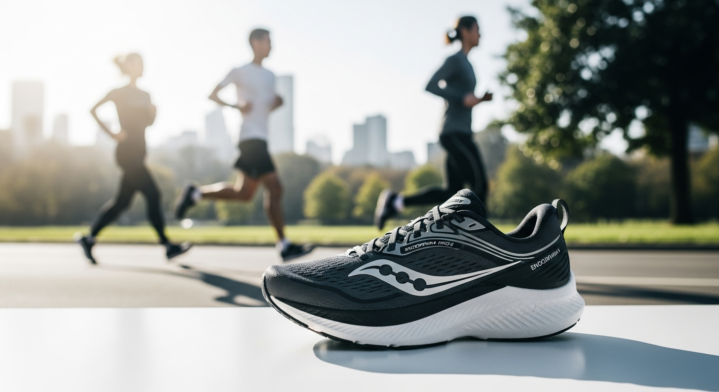 Saucony Endorphin Pro 4 running shoe displayed on white background showing carbon plate technology