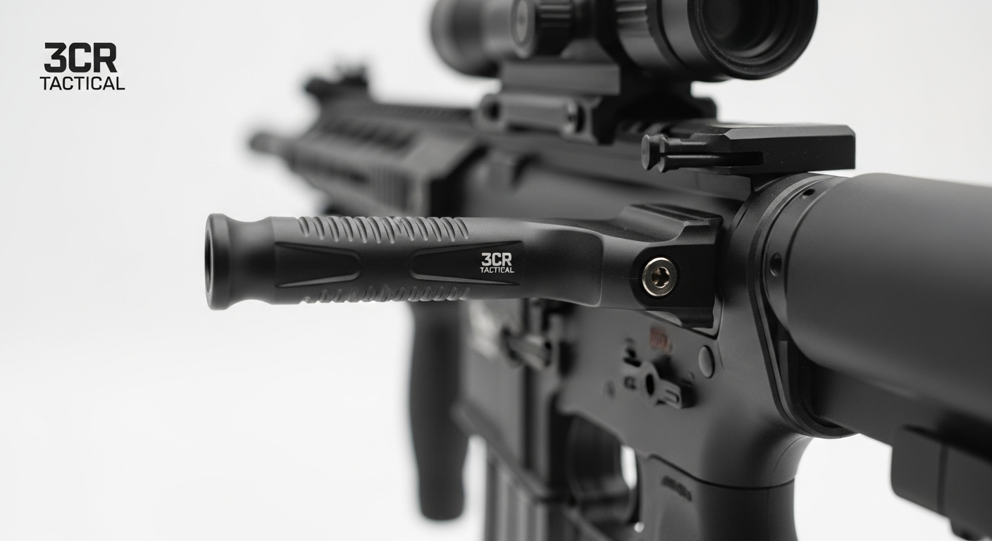 3CR Tactical ambidextrous AR-15 charging handle in black anodized aluminum