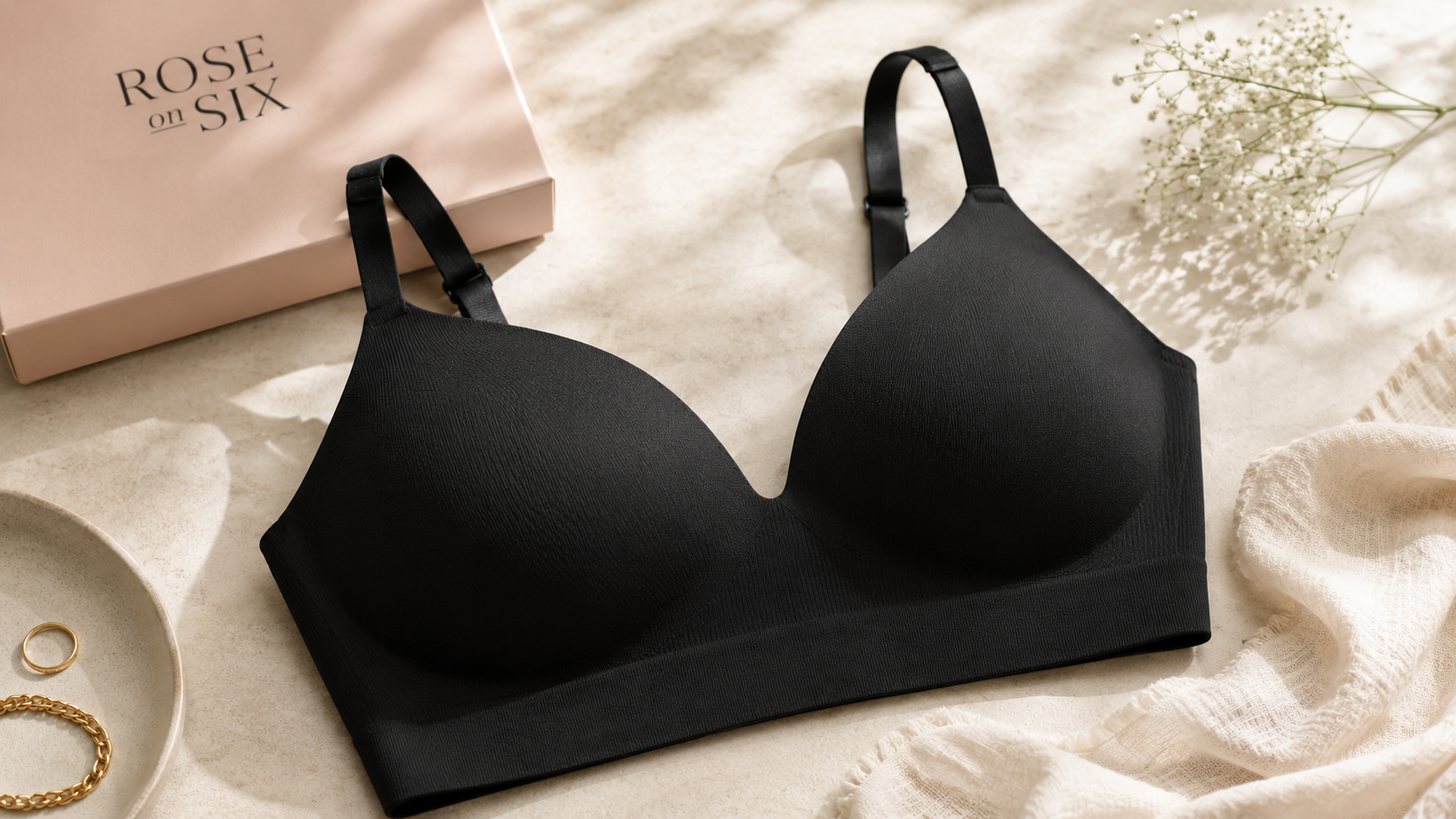 “Daily Essential Bra with wire-free support and memory foam cups for comfortable everyday wear”