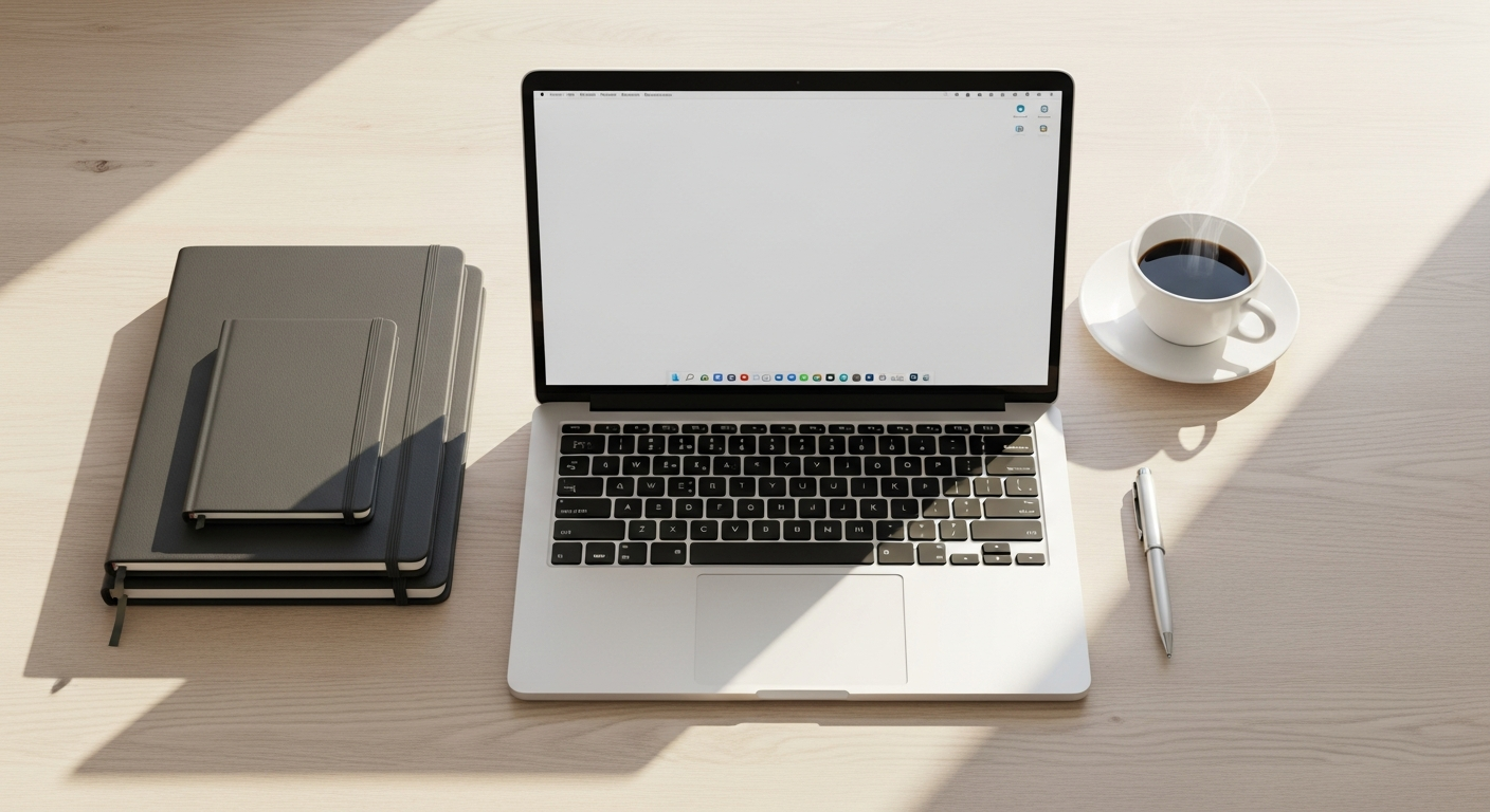 Refurbished business notebook laptop computer on desk workspace