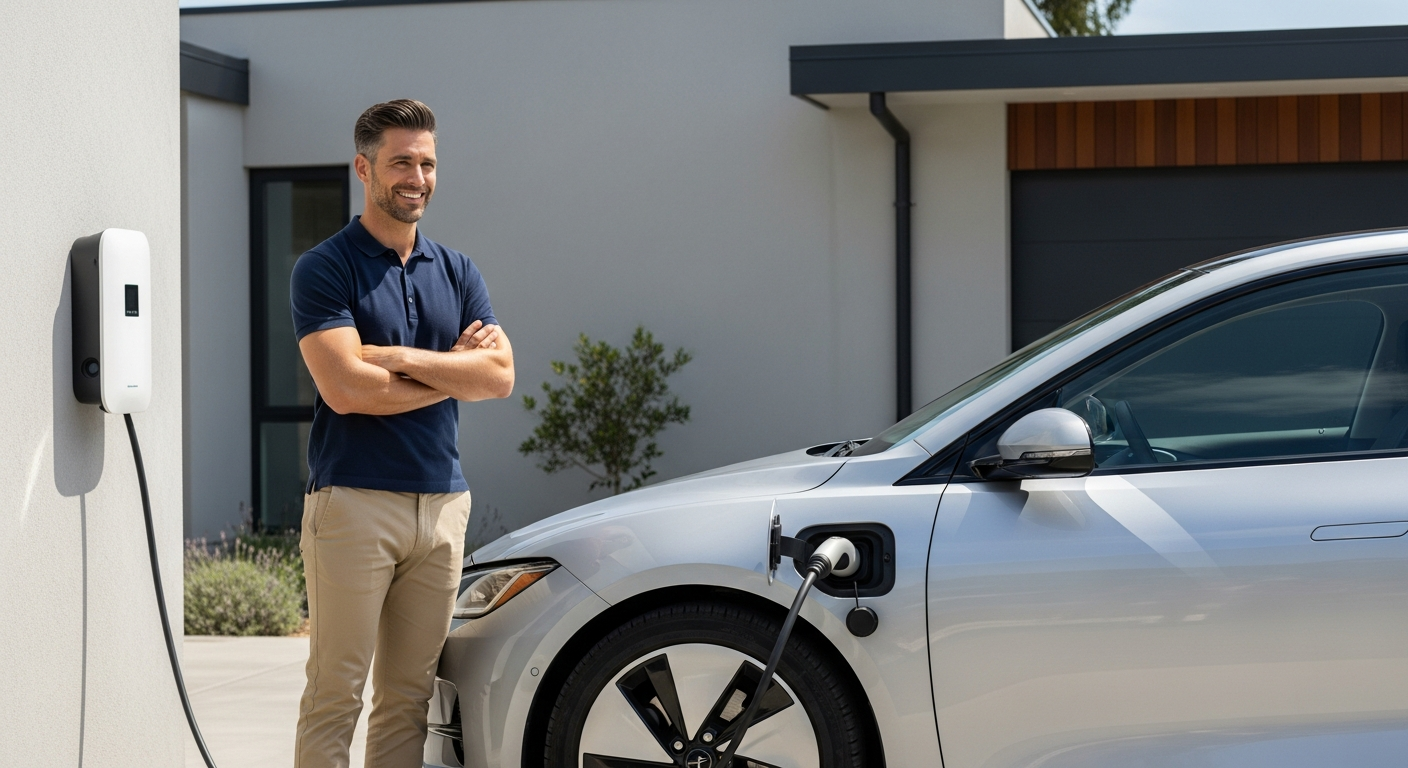 Electric car charging at home Wallbox station with AXA insurance protection