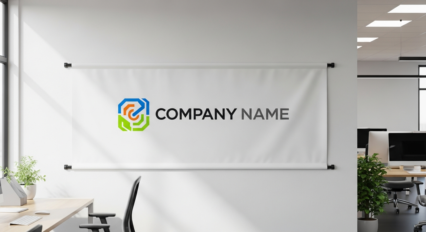 Custom vinyl banner displaying bold text and branding on storefront