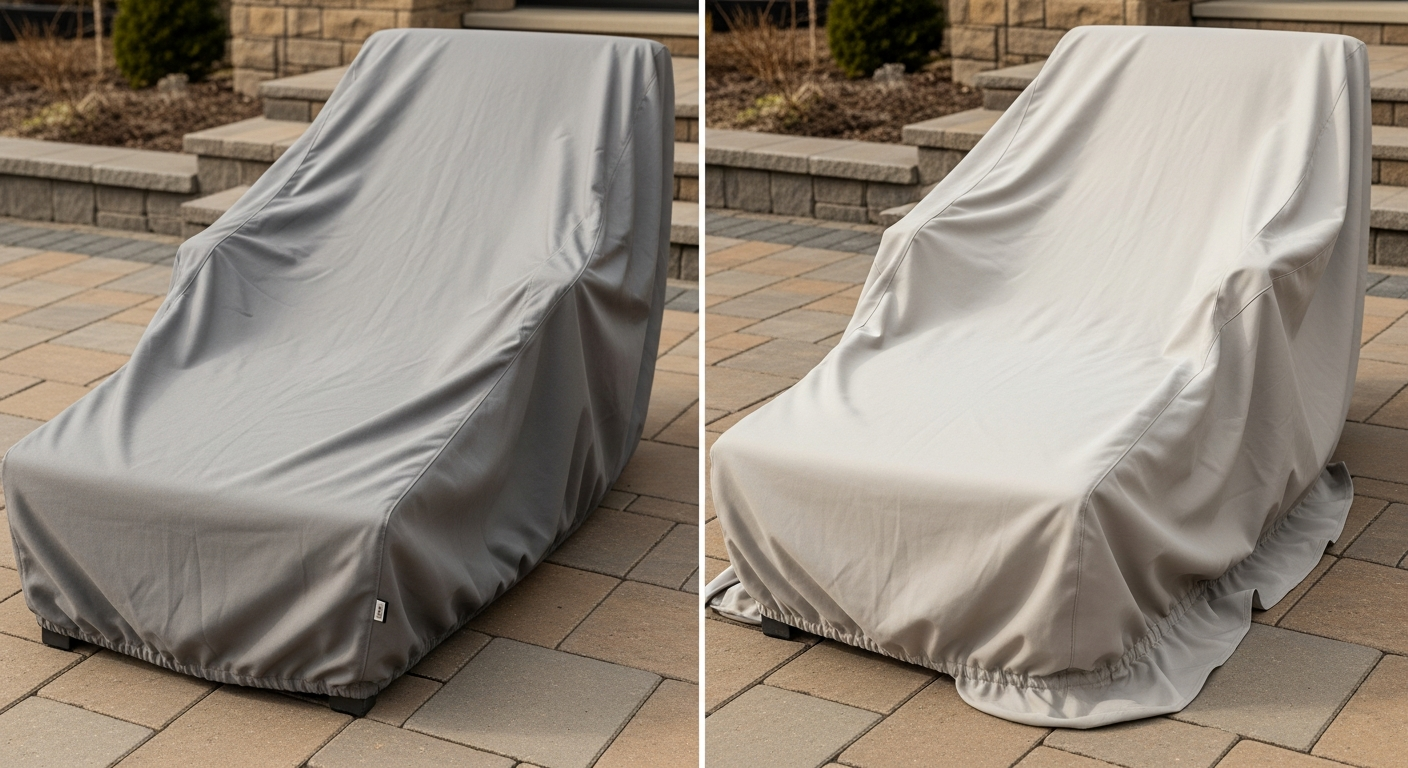 Custom outdoor patio furniture covers protecting furniture from harsh Canadian weather