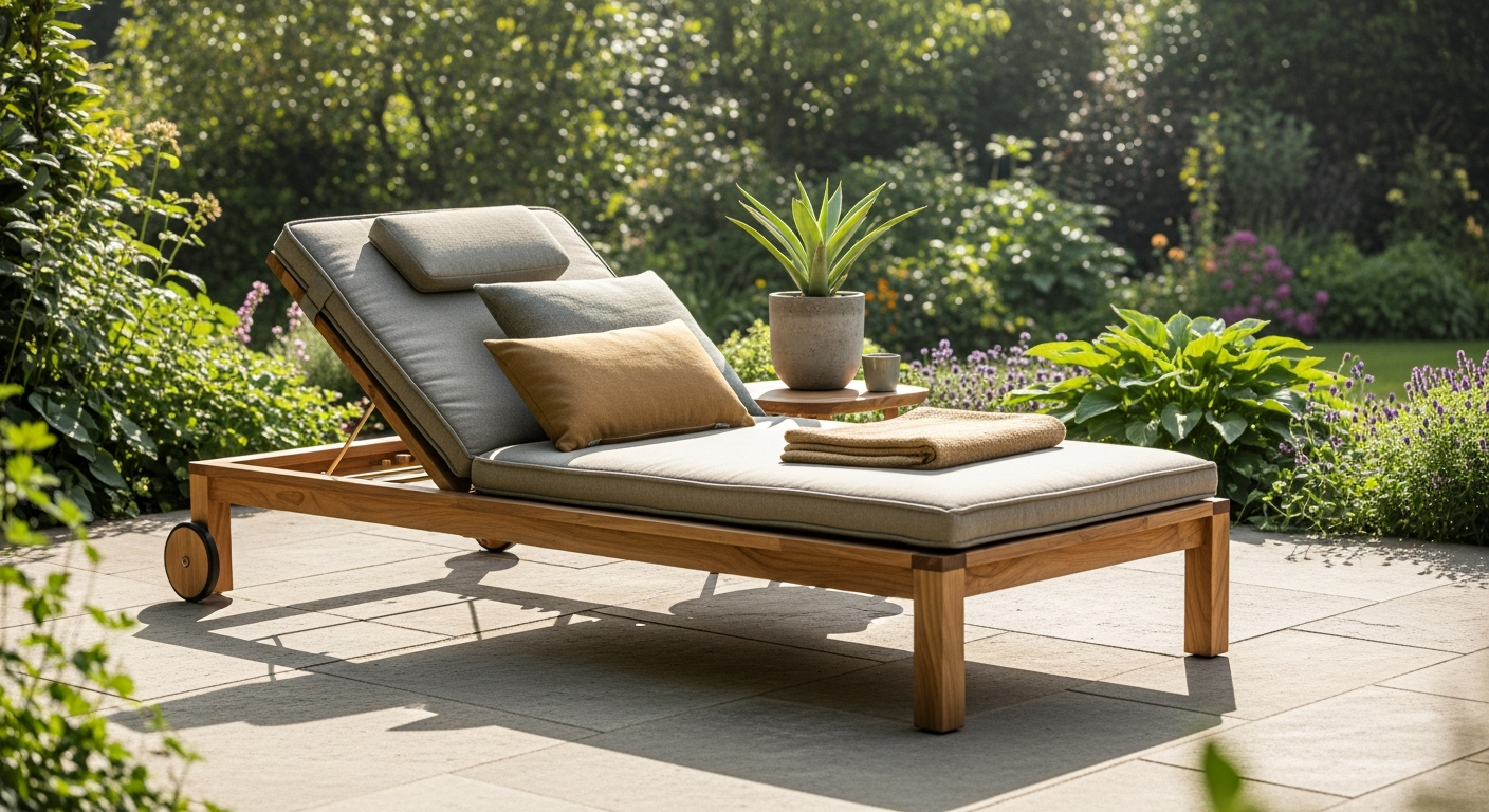 CASARIA Tami Sun acacia wood foldable loungers set in natural garden outdoor setting