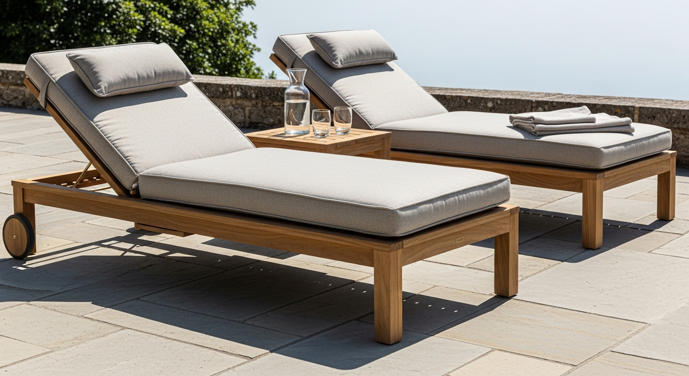 CASARIA Java Acacia Wood Lounger Set with foldable design and rocking motion