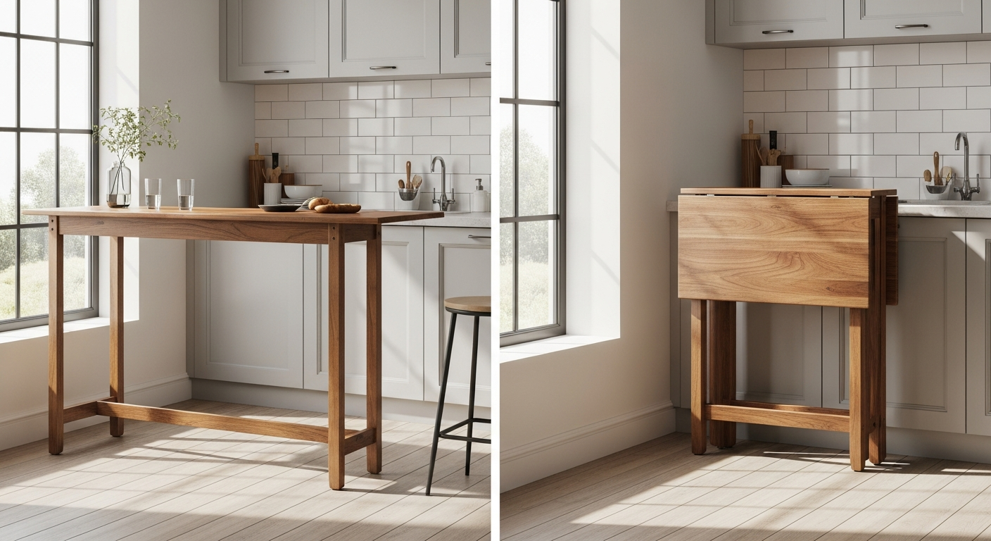 CASARIA Folding Acacia Bar Table with natural wood finish and foldable design