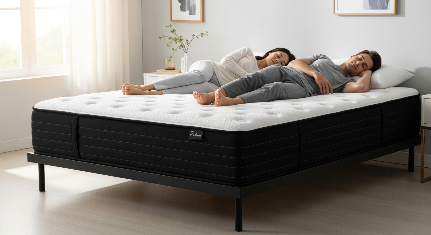EGOHOME Black 12 inch memory foam mattress on bed frame in bedroom