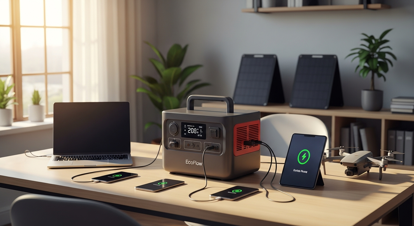 EcoFlow DELTA Pro 3 portable power station with expandable battery system displayed outdoors