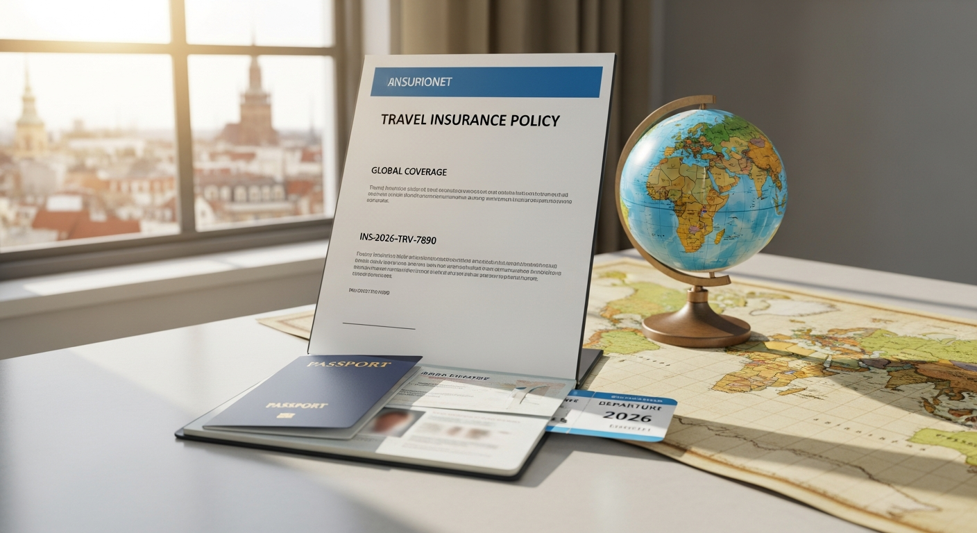 Europ Assistance annual travel insurance policy document with medical coverage details and repatriation benefits information