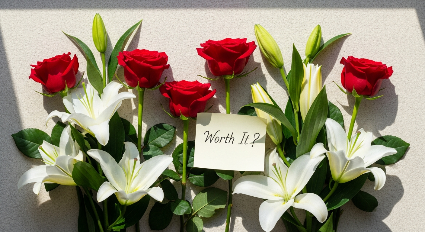 Pink and white roses with Asiatic lilies in elegant floral arrangement