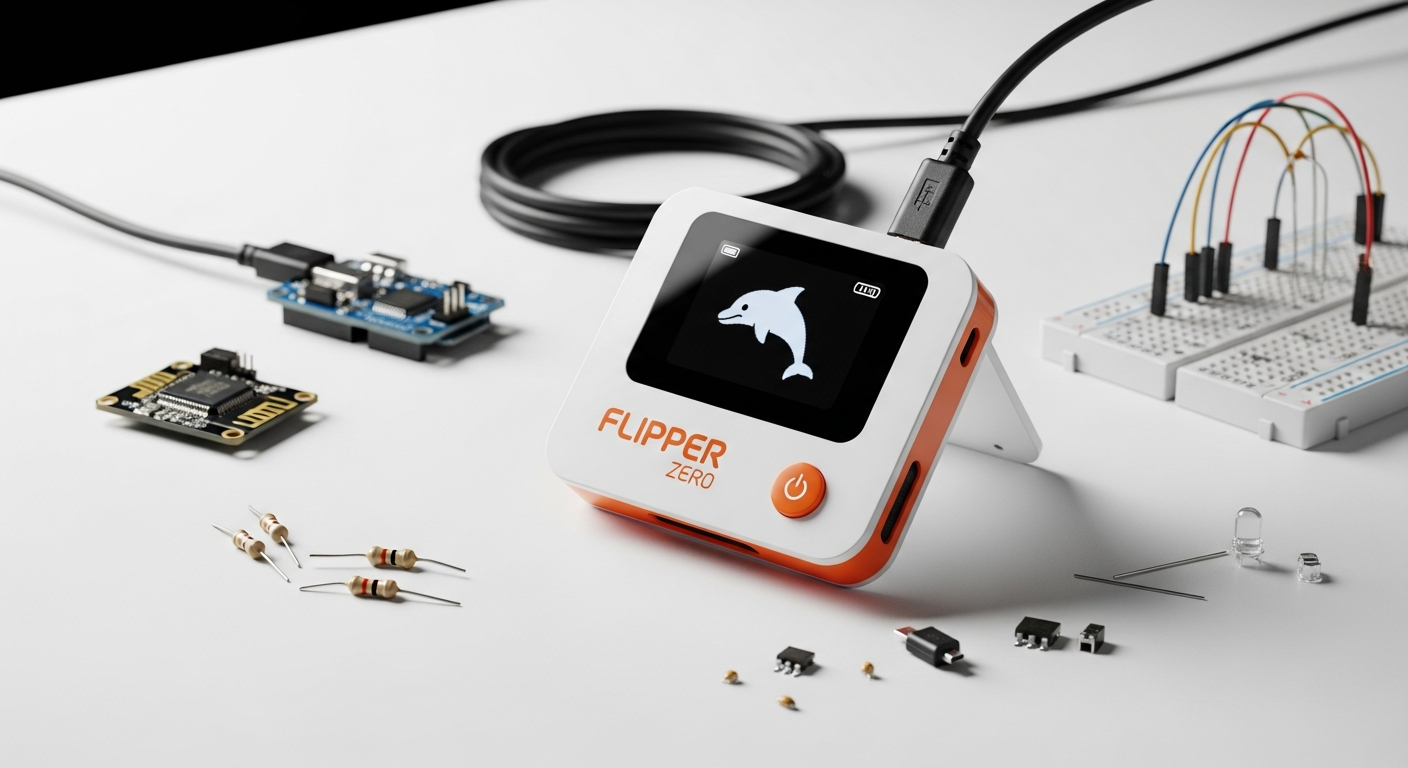 Flipper Zero portable multi-tool device with LCD display and D-pad controls