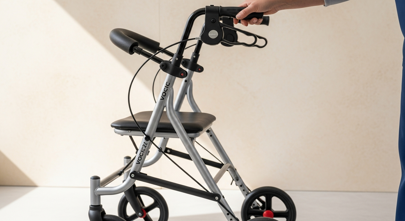 VOCIC Z21 foldable rollator walker with dual braking system and comfortable seating