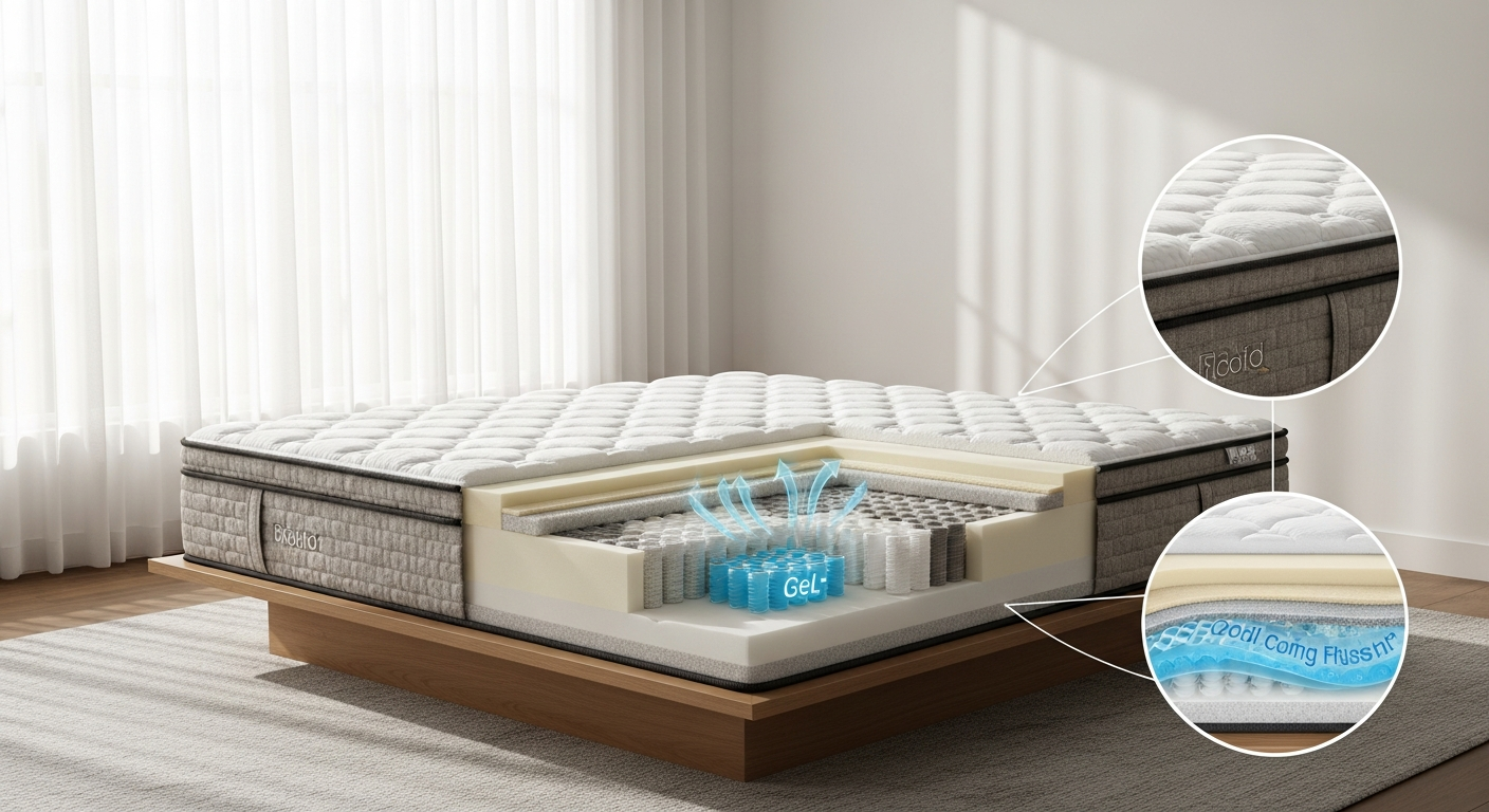Memorypur Hybride Duotech Mattress with cooling gel technology and hybrid construction layers