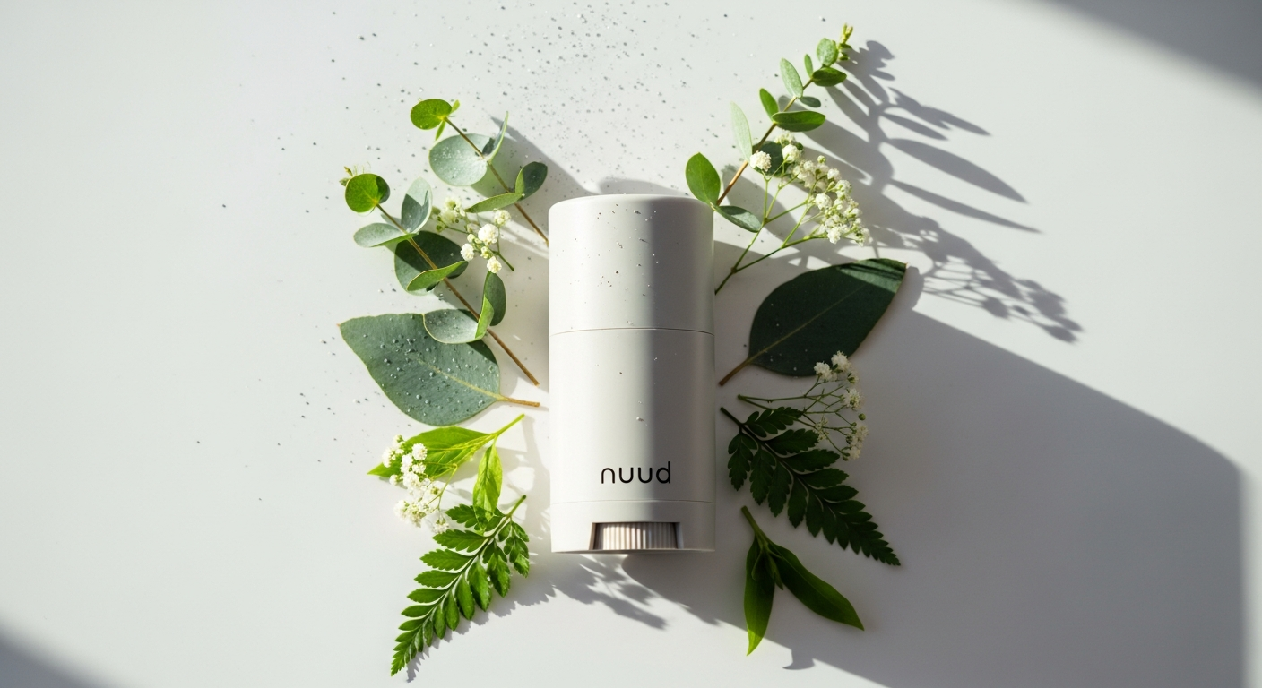 Nuud Natural Deodorant Cream jar with microsilver technology and natural ingredients displayed