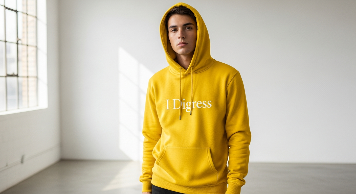 Yellow I Digress hoodie from Otto by KallMeKris brand