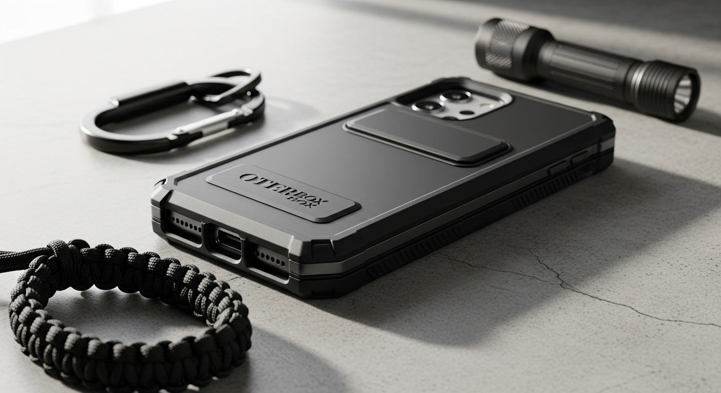 OtterBox Defender Series phone case showing multi-layer protective construction and reinforced corners
