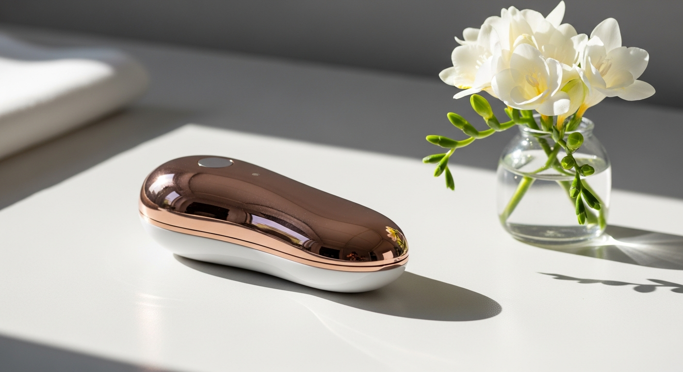 Womanizer Classic 2 clitoral stimulator with interchangeable silicone heads displayed