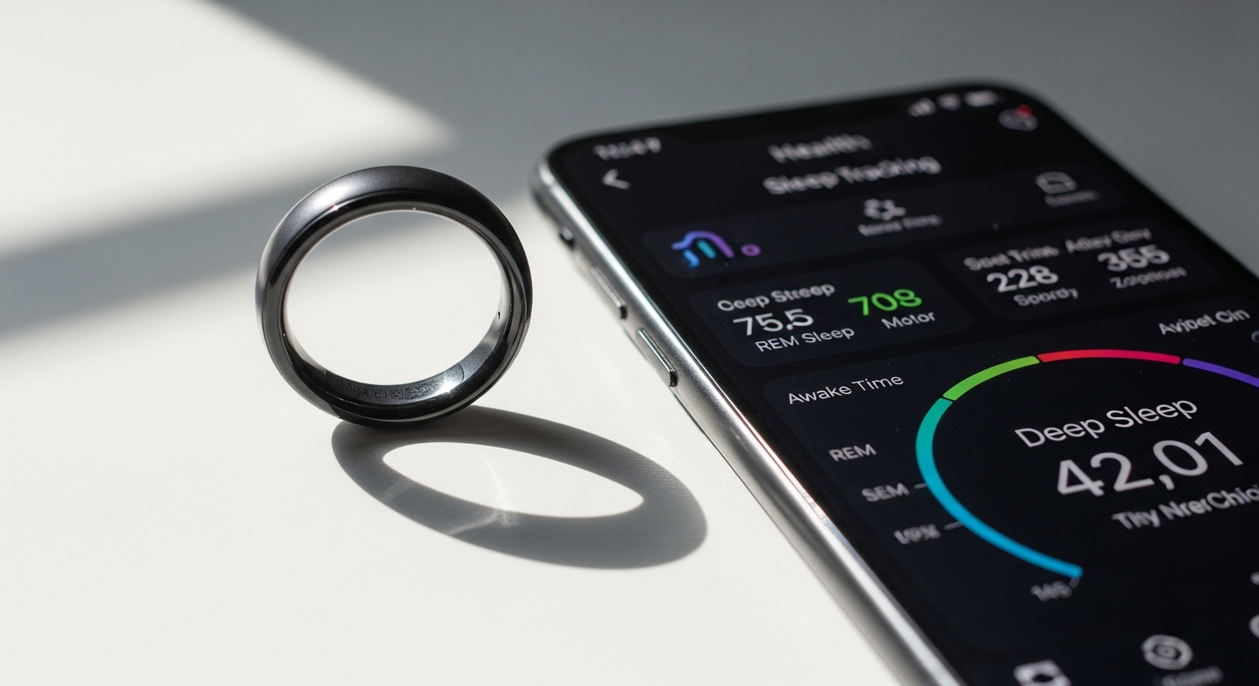 Samsung Galaxy Ring smart health tracker displaying sleep monitoring and biometric tracking capabilities