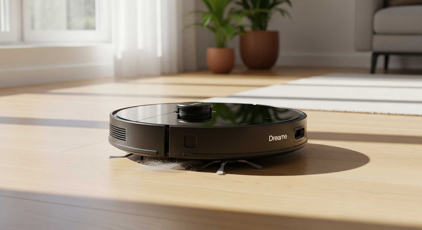 Dreame L10s Ultra Gen 3 robot vacuum cleaning pet hair from carpet
