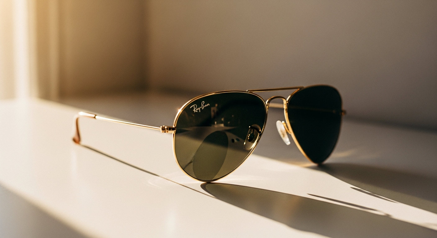 Ray-Ban Aviator Classic sunglasses with teardrop-shaped lenses and metal frame design