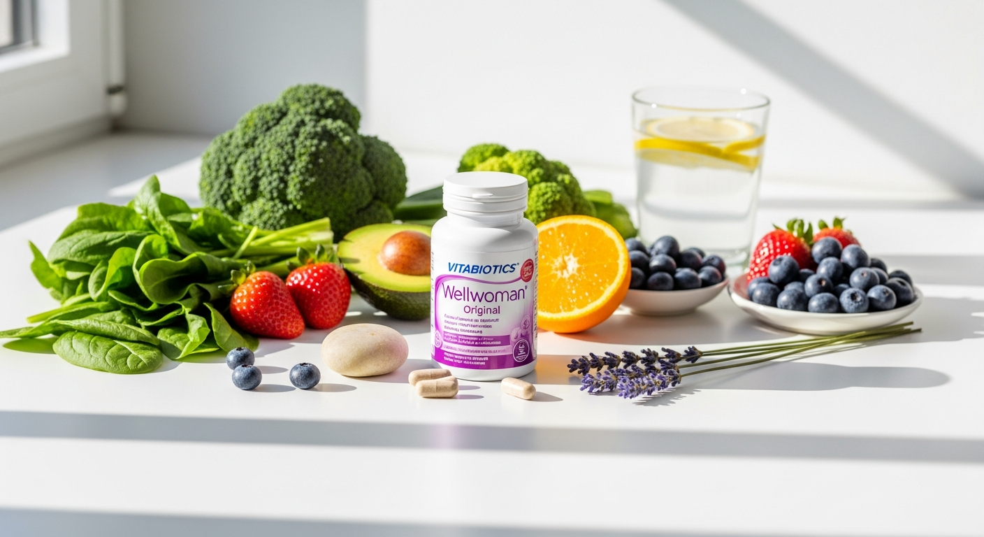 Vitabiotics Wellwoman Original Multivitamin bottle with 22 micronutrients displayed