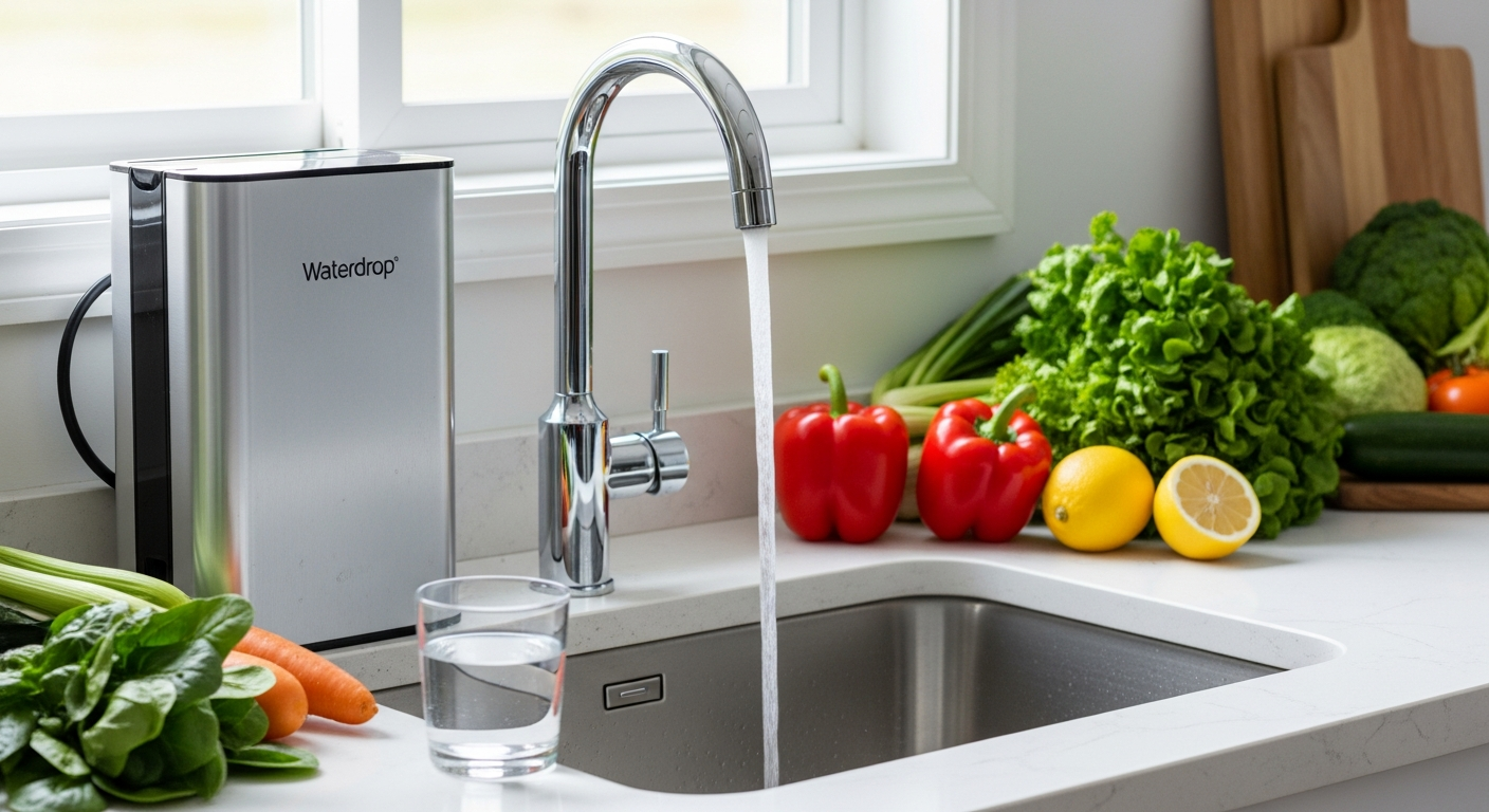 Waterdrop G3P600 tankless reverse osmosis system with smart display faucet