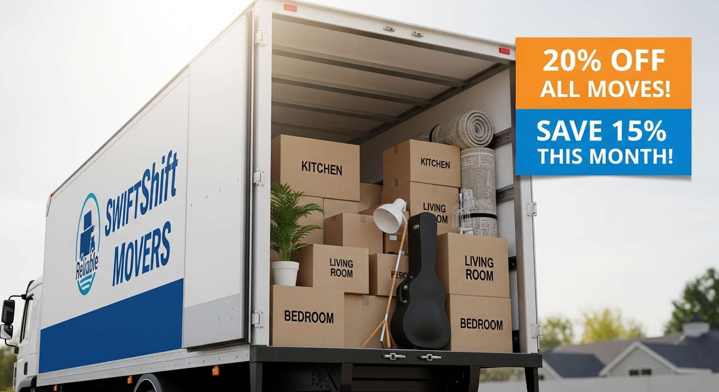 AnyVan moving truck loading household furniture and boxes for home removal service