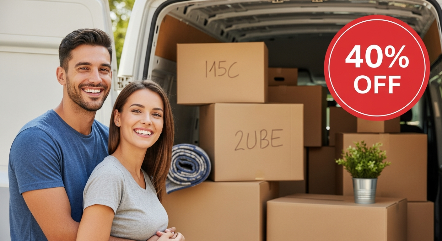 AnyVan affordable home removal service van with professional movers loading household items
