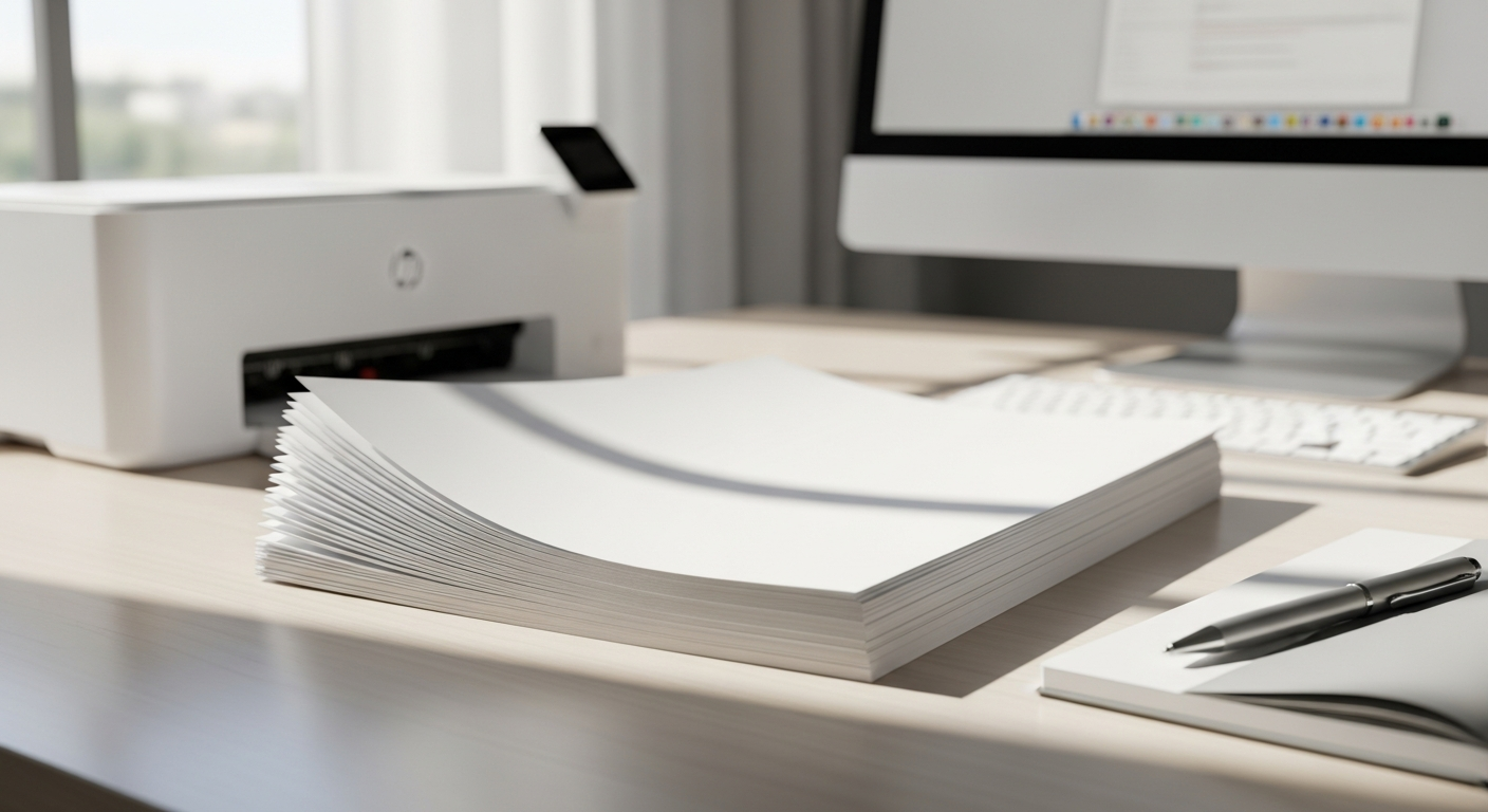 Infowerk Premium A4 printer paper stack with professional office documents