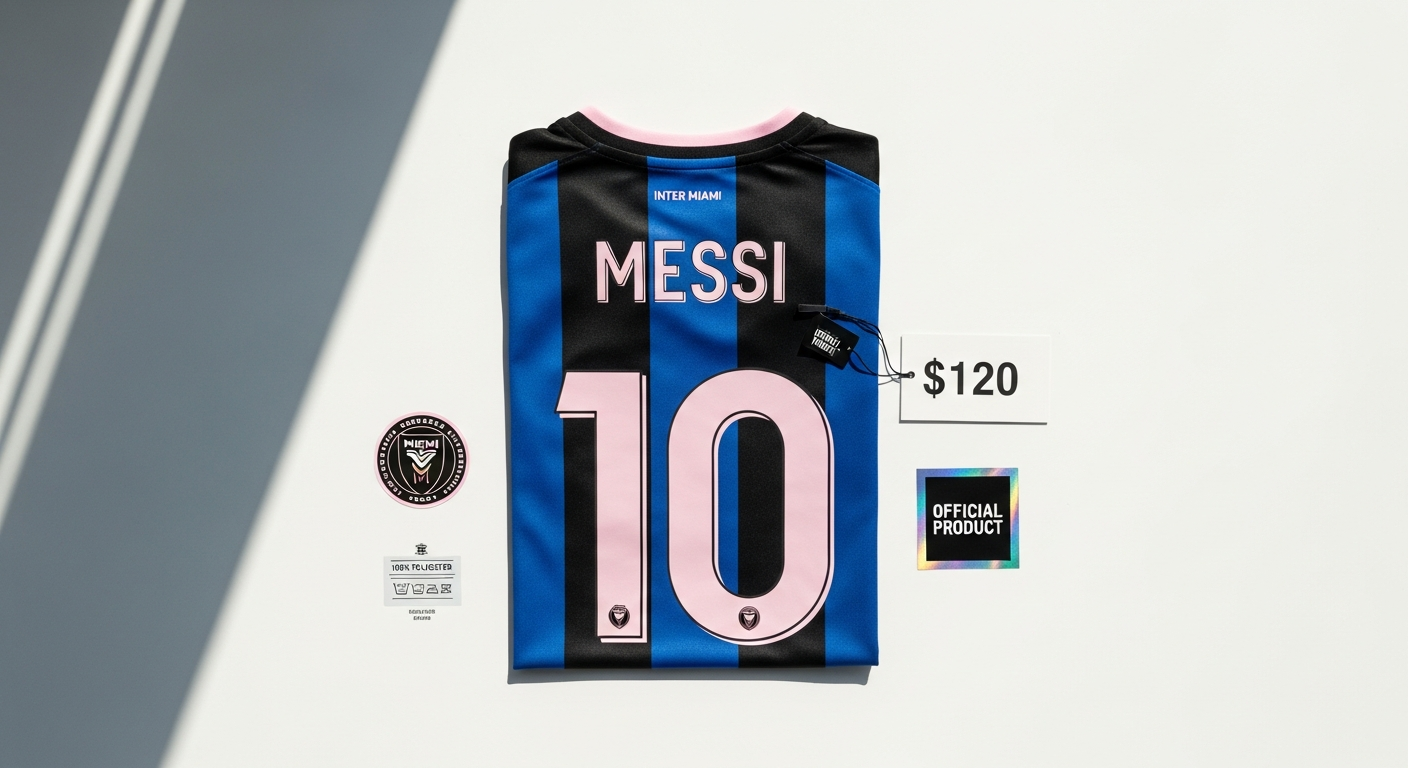 Lionel Messi wearing Inter Miami number 10 jersey in blue and pink colors