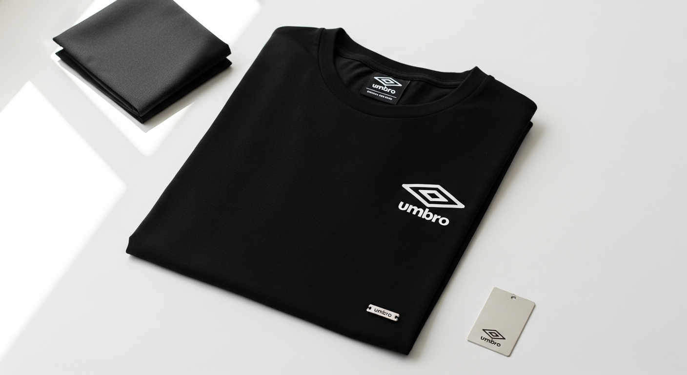 Umbro Iconic Drill T-Shirt Infinity in neutral colorway displayed on model