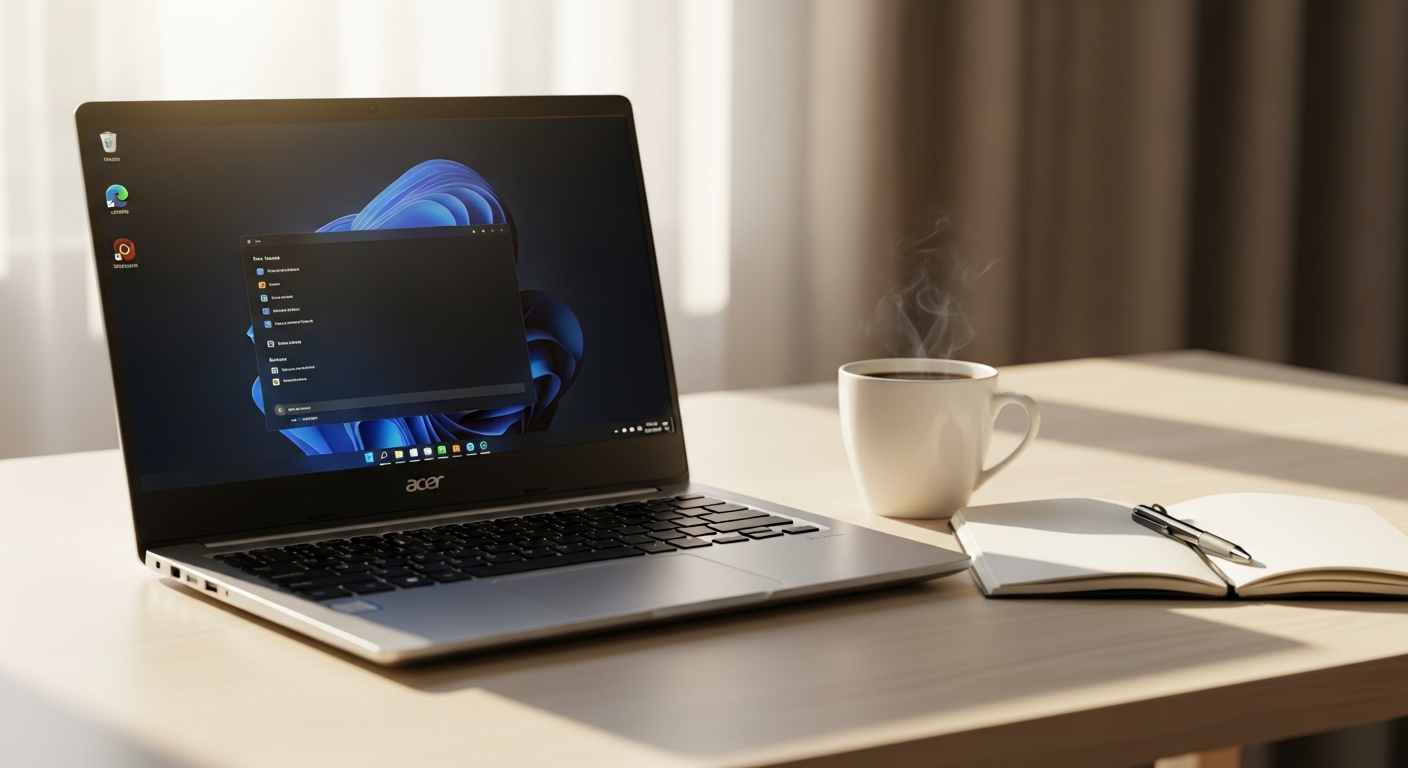 Acer Aspire ES 15 budget laptop displaying Windows 10 desktop screen