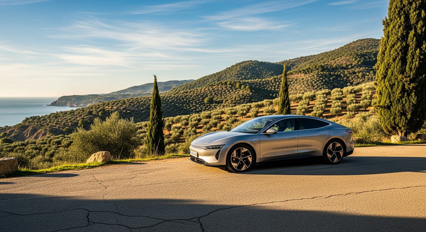 Alquicoche all-inclusive car rental service vehicle fleet parked in Spain