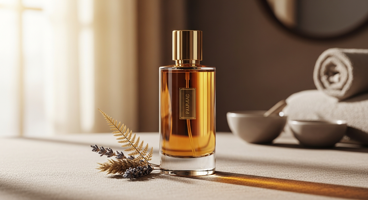 Atenai London Sanctuary Eau de Parfum bottle with rose and frankincense botanical elements