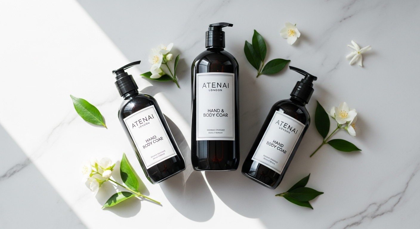 Atenai London Sanctuary Hand & Body Trio luxury gift set with rose frankincense citrus fragrance