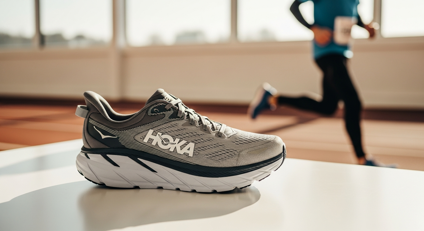 Hoka Clifton 10 running shoes displayed on a white background