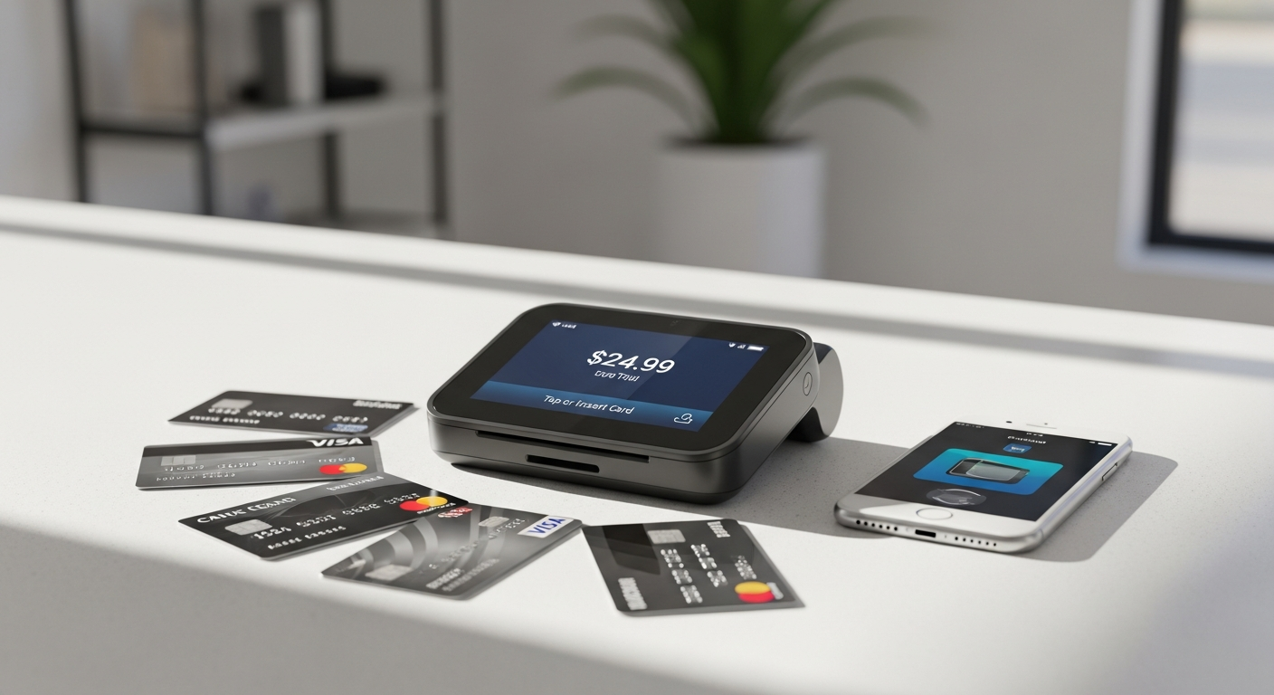 Axerve POS Easy Mini compact payment terminal displayed on white background