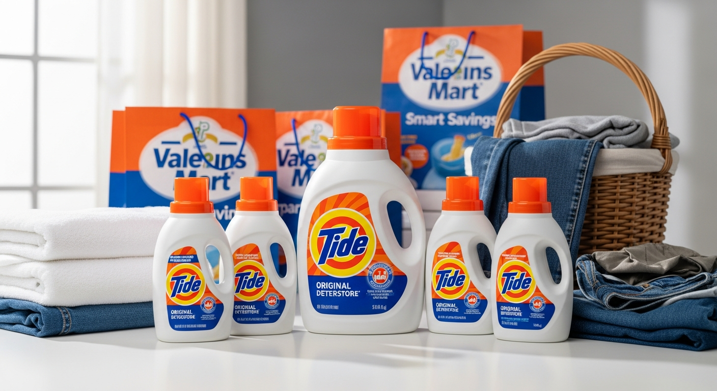 Tide Original Liquid Laundry Detergent bottle displayed with coupon and savings graphics