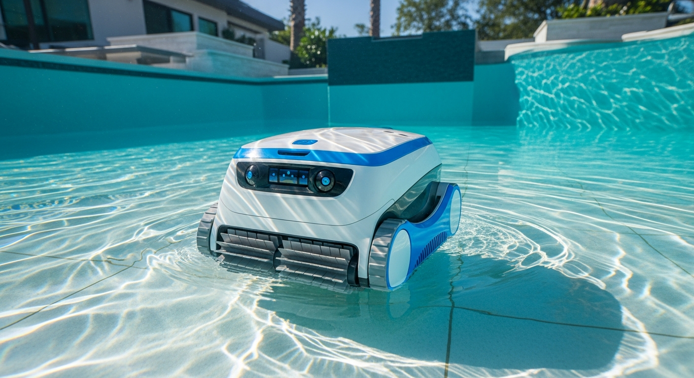 CHASING L1 Ultra Robotic Pool Cleaner with LiDAR navigation system cleaning pool floor