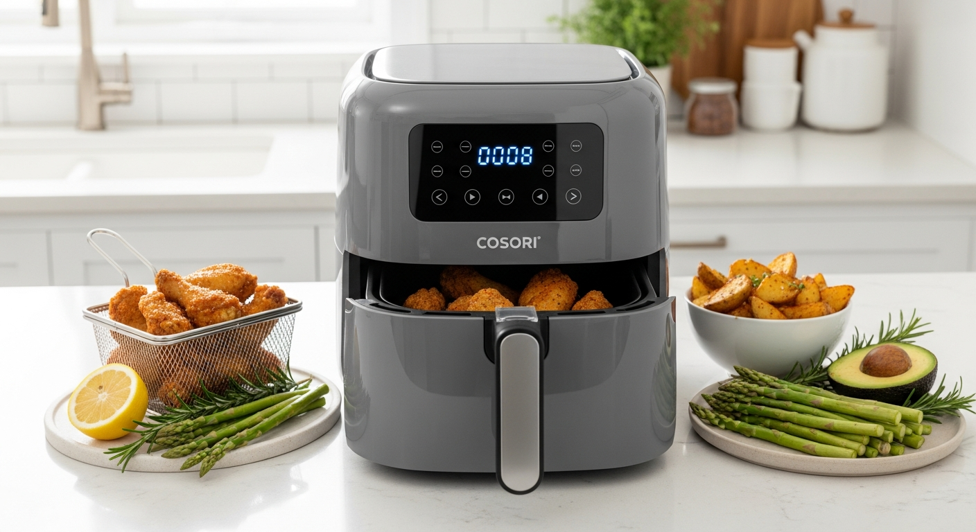COSORI TurboBlaze 6.0-quart air fryer with digital display and ceramic nonstick basket