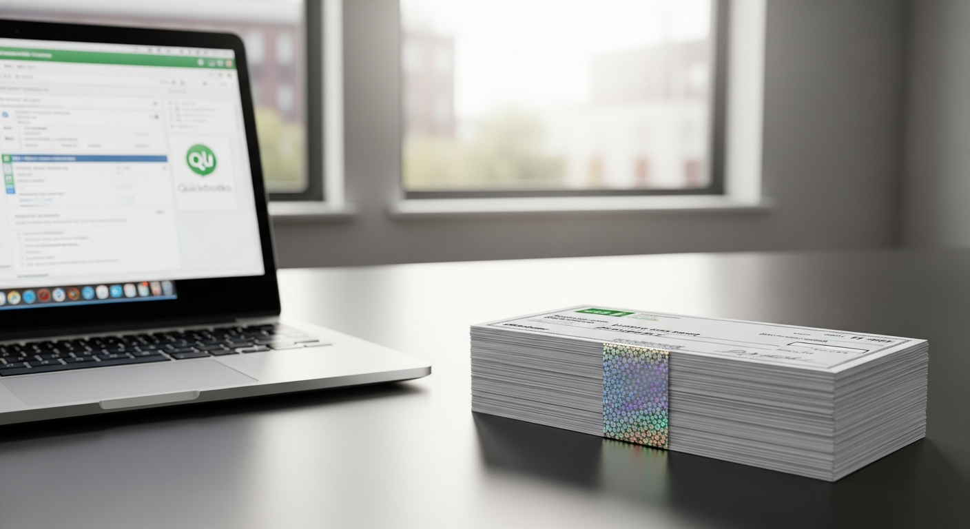High security laser top checks with foil hologram and anti-copy technology for QuickBooks