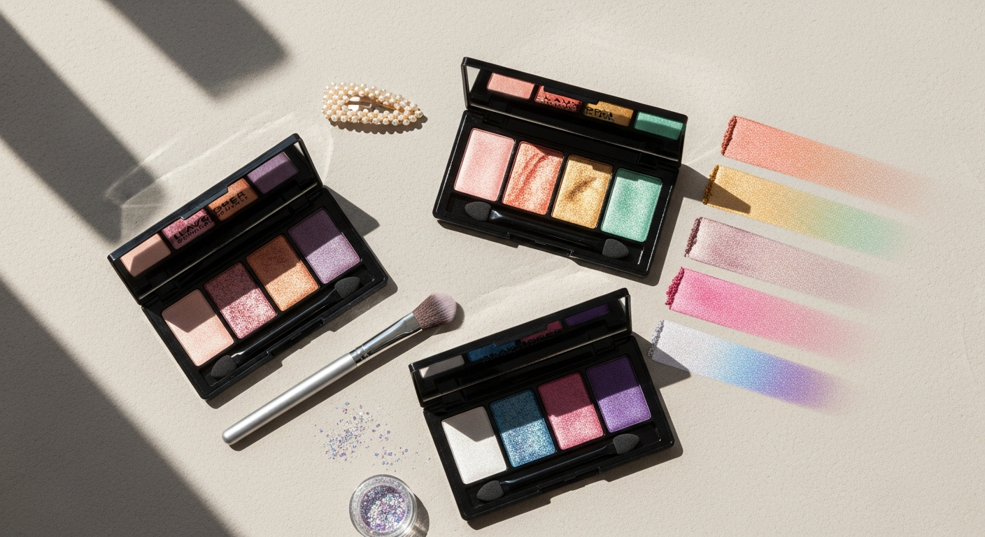 Extralandia ShowsTOPPER Candy multi-reflective eyeshadow in Candy shade displayed with swatches